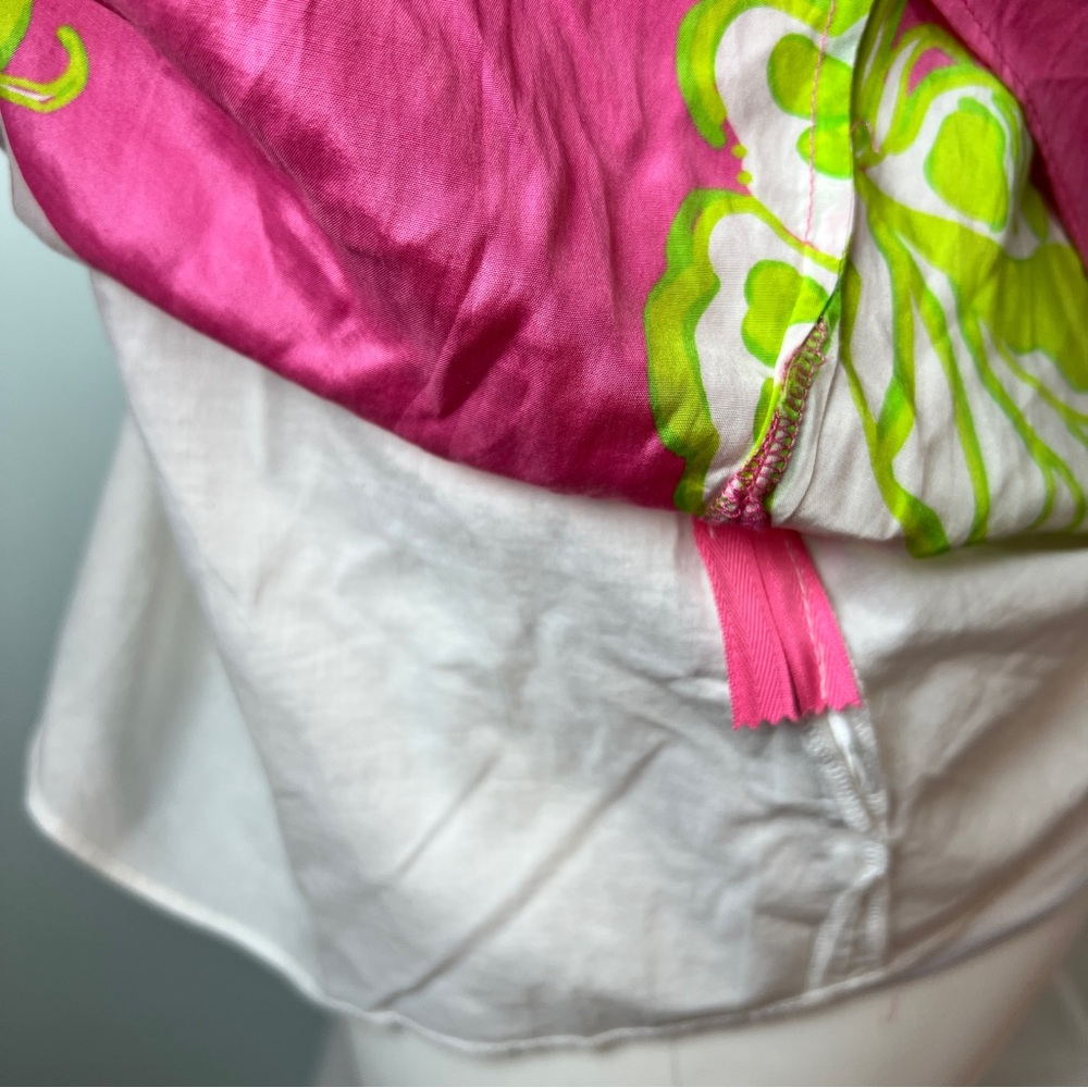 Lilly Pulitzer Strapless Floral Top Pink, White, Green Women’s Size 8 - Picture 5 of 7